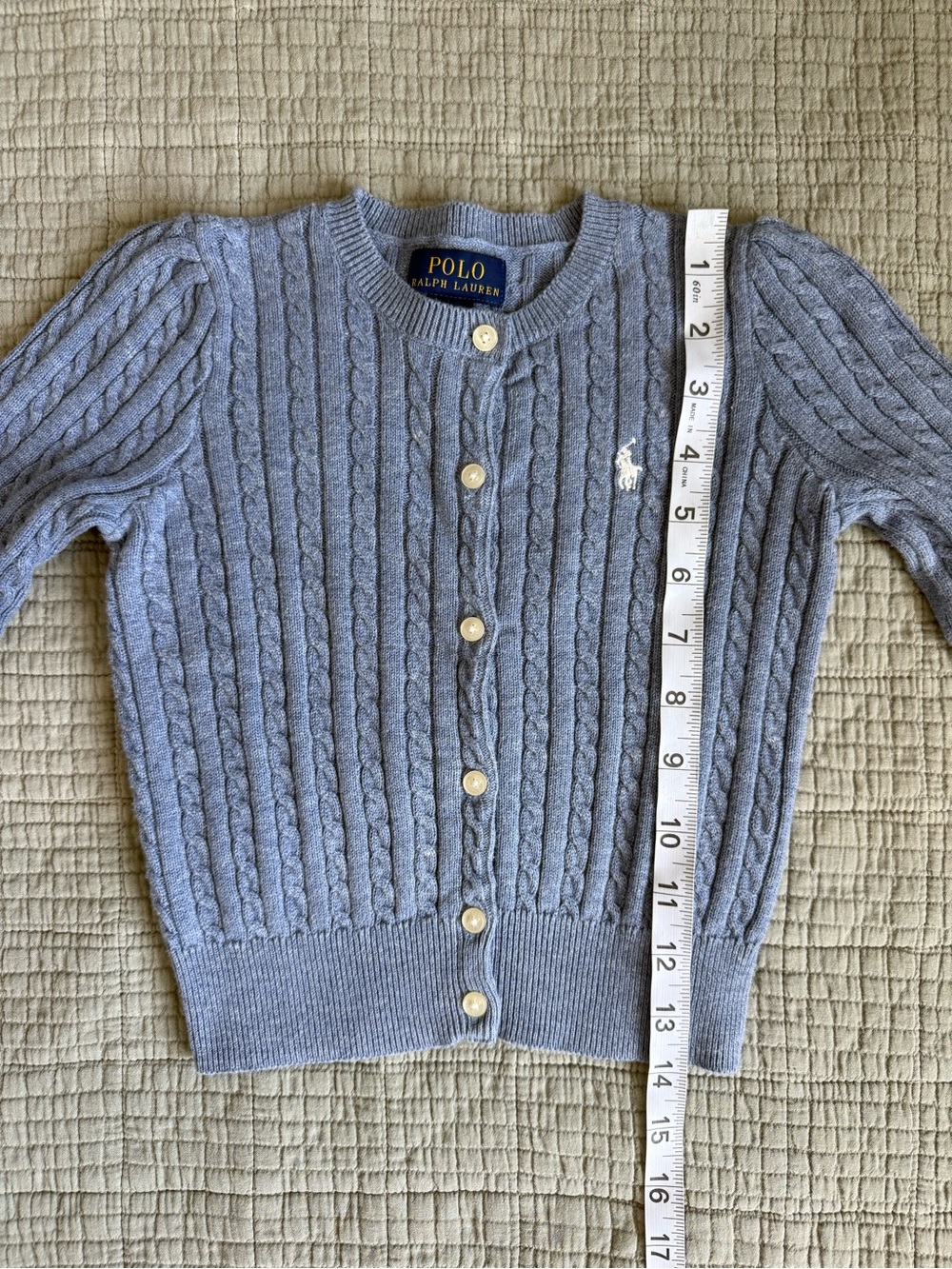 Polo Ralph Lauren Girls Cable Knit Cotton Cardigan Sweater Blue Size 4